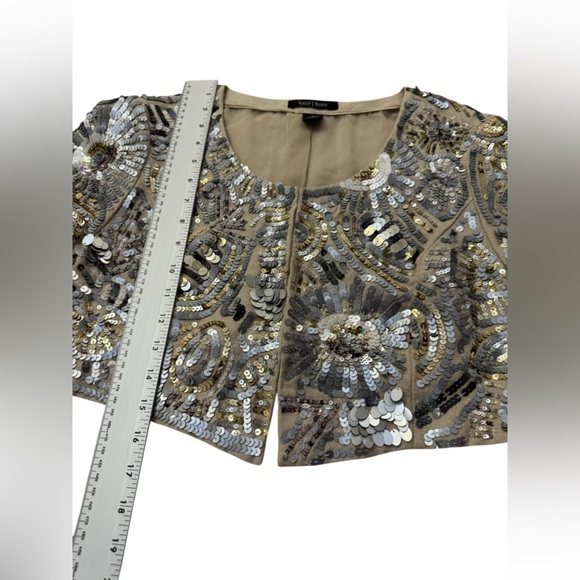 White House Black Market Sequin Bolero Jacket Champagne Medium - Picture 6 of 9
